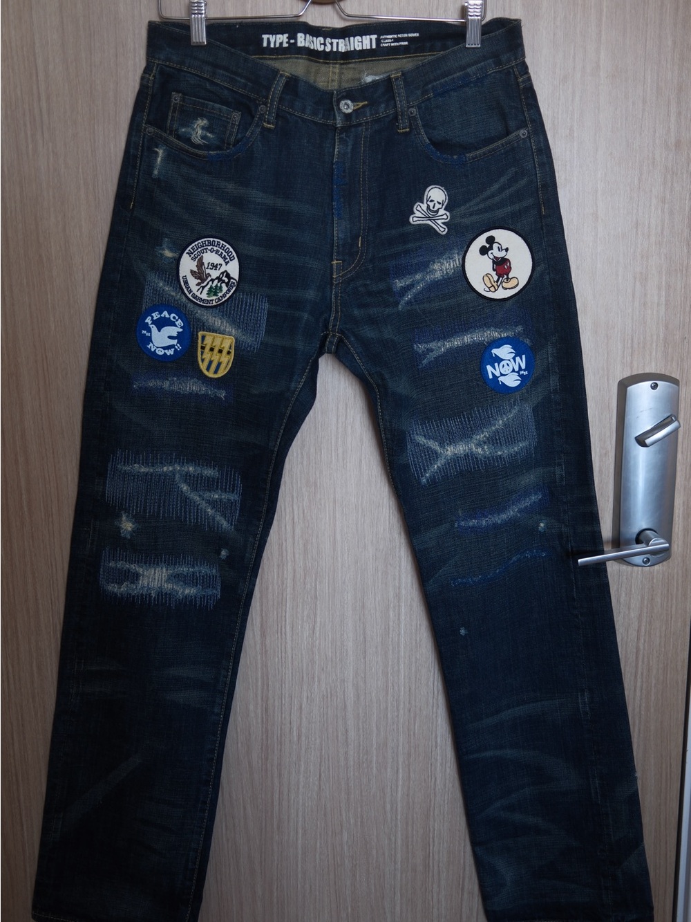 Neighborhood Dark Blue Straight Jeans with Patch Details